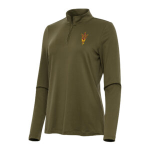 Women's Antigua Olive Arizona State Sun Devils Reprocess Quarter-Zip Top