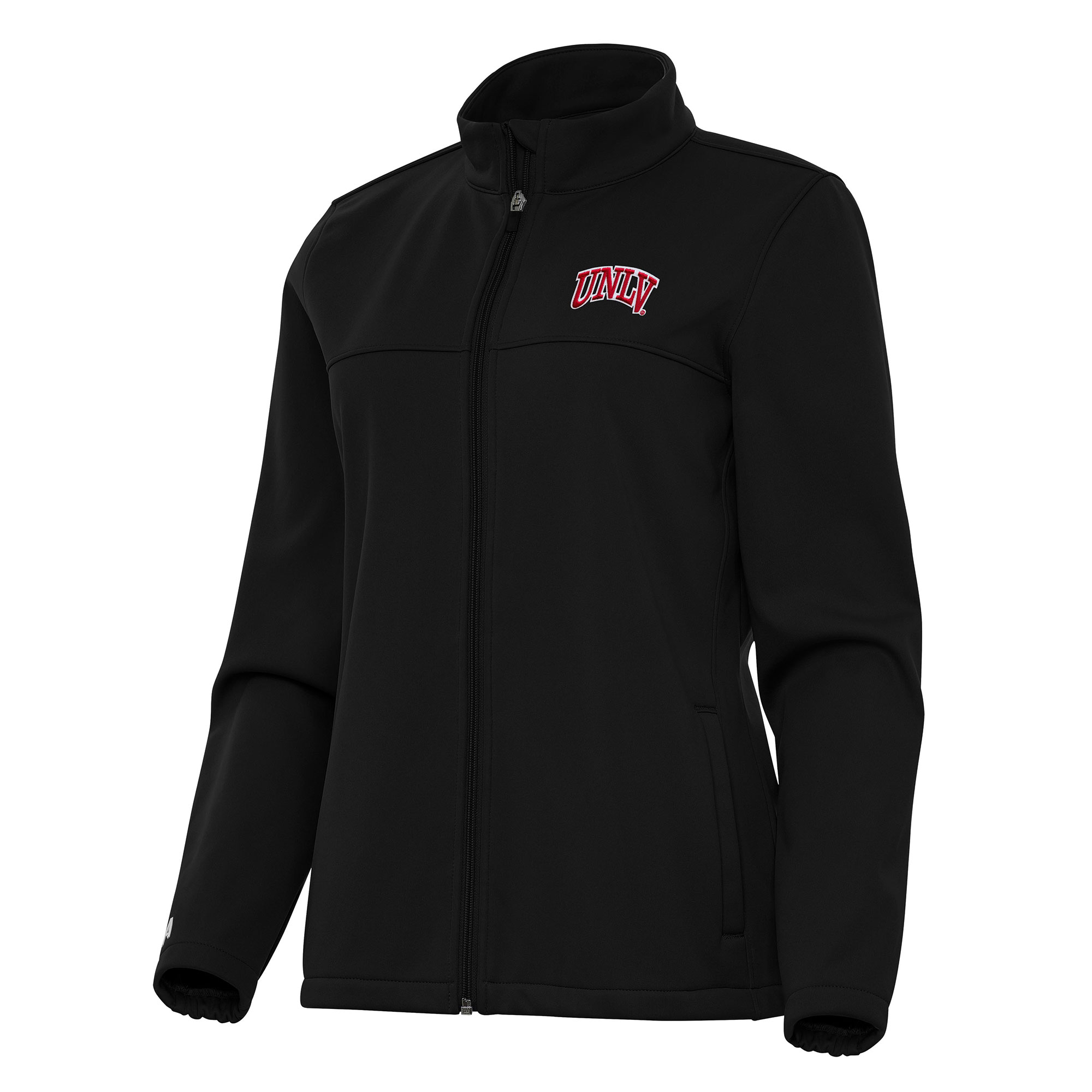 Women's Antigua Black UNLV Rebels Links 2 Full-Zip Golf Jacket