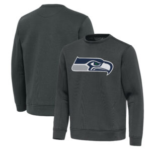 Men's Antigua Pewter Seattle Seahawks Relevant Lightweight Pullover Sweatshirt