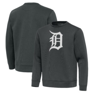 Men's Antigua Pewter Detroit Tigers Relevant Lightweight Pullover Sweatshirt