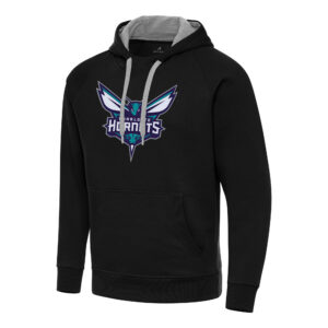 Men's Antigua Black Charlotte Hornets Big & Tall Victory Raglan Pullover Hoodie