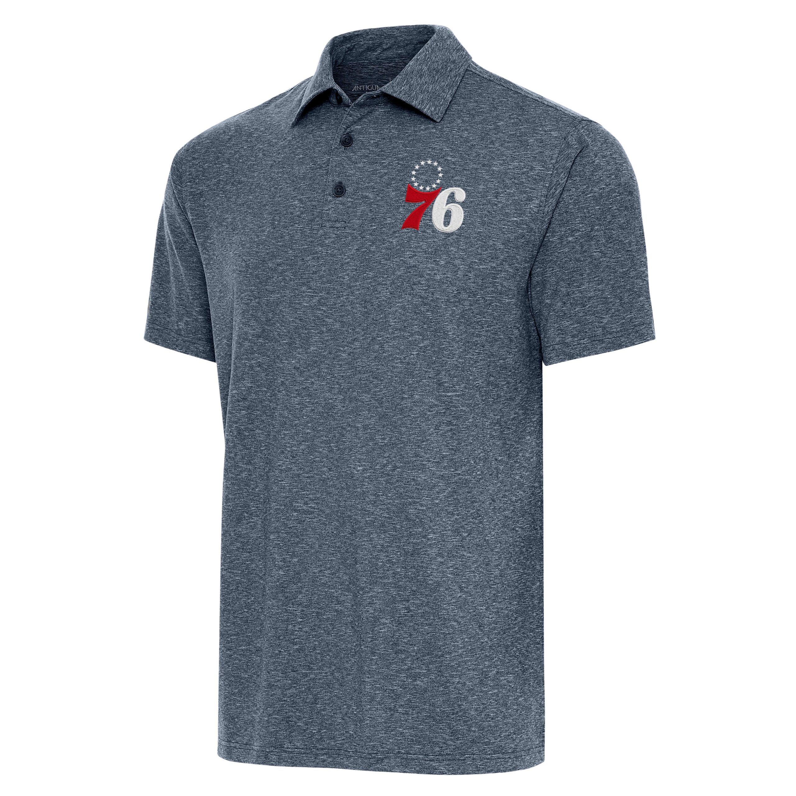 Men's Antigua Heather Navy Philadelphia 76ers Big & Tall Par 3 Polo