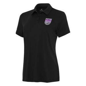 Women's Antigua Black Sacramento Kings Reprocess Polo