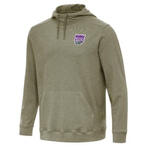 Men's Antigua Heather Olive Sacramento Kings Cloud Pullover Hoodie