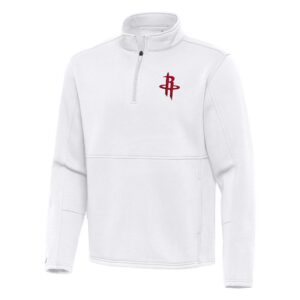 Men's Antigua White Houston Rockets  Twist Quarter-Zip Pullover Top