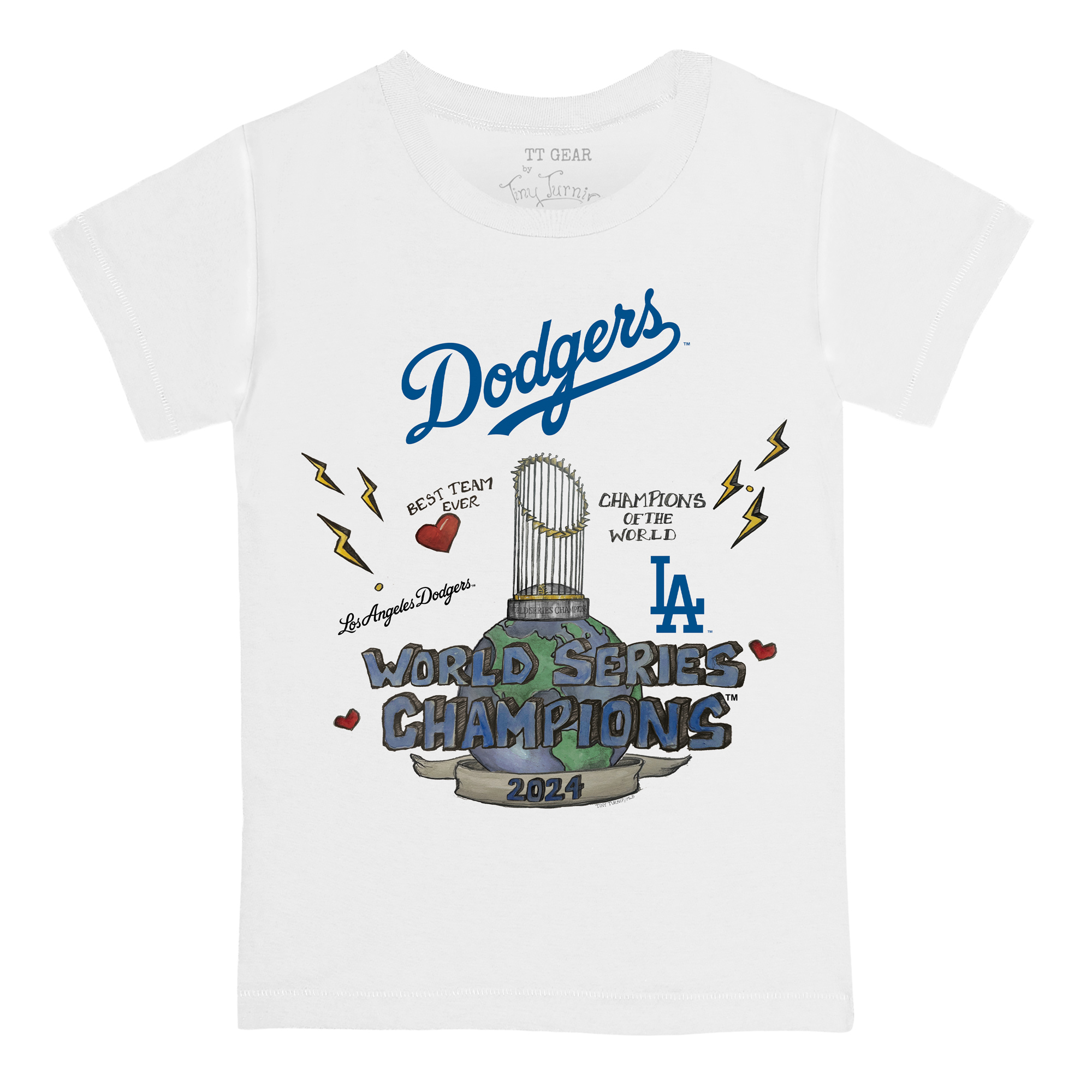 Infant Tiny Turnip White Los Angeles Dodgers 2024 World Series Champions T-Shirt