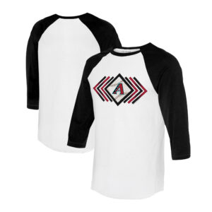 Women's Tiny Turnip White/Black Arizona Diamondbacks Prism Arrows 3/4-Sleeve Raglan T-Shirt