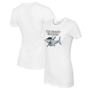 Women's Tiny Turnip White Colorado Rockies Shark Logo T-Shirt