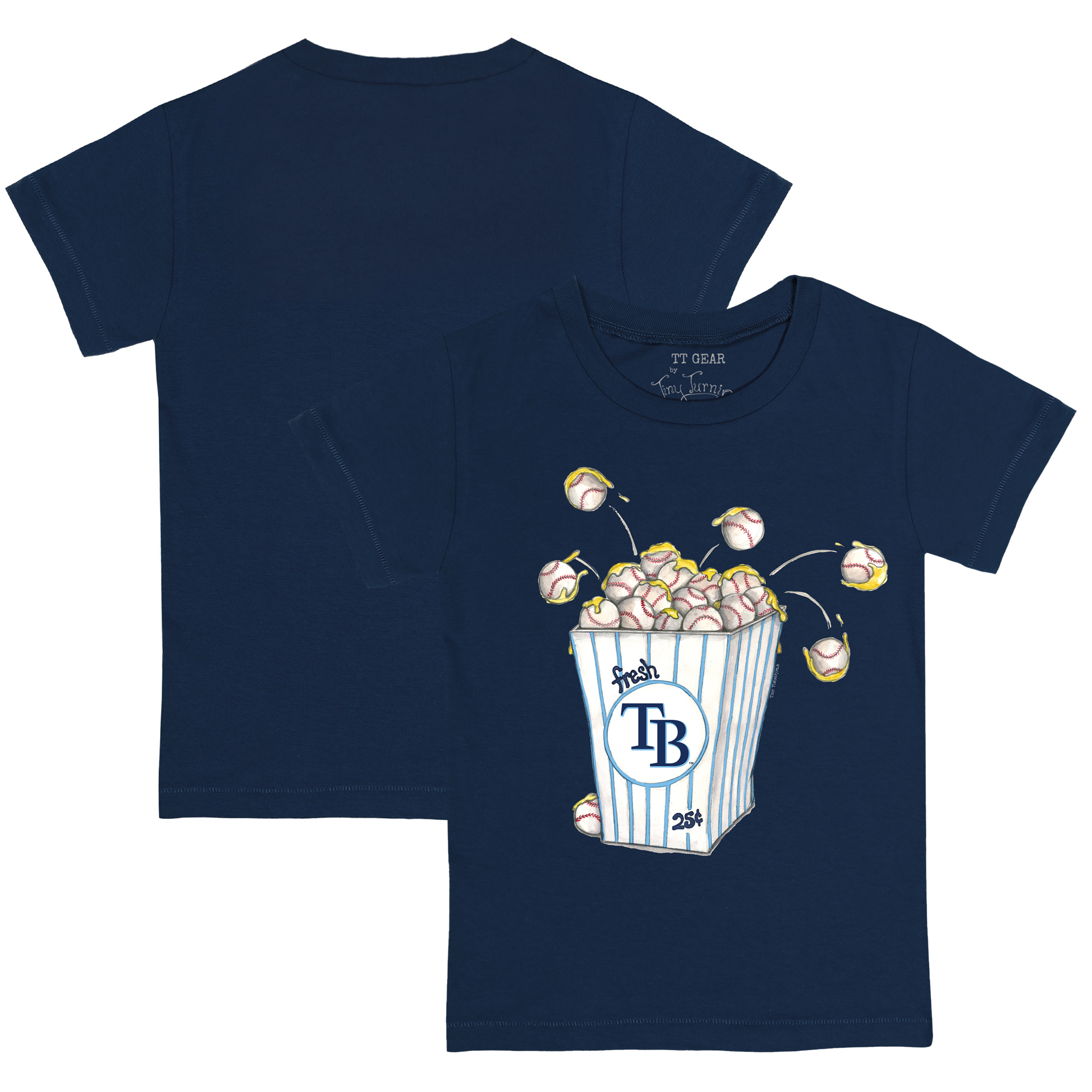 Toddler Tiny Turnip Navy Tampa Bay Rays Popcorn T-Shirt - Image 6