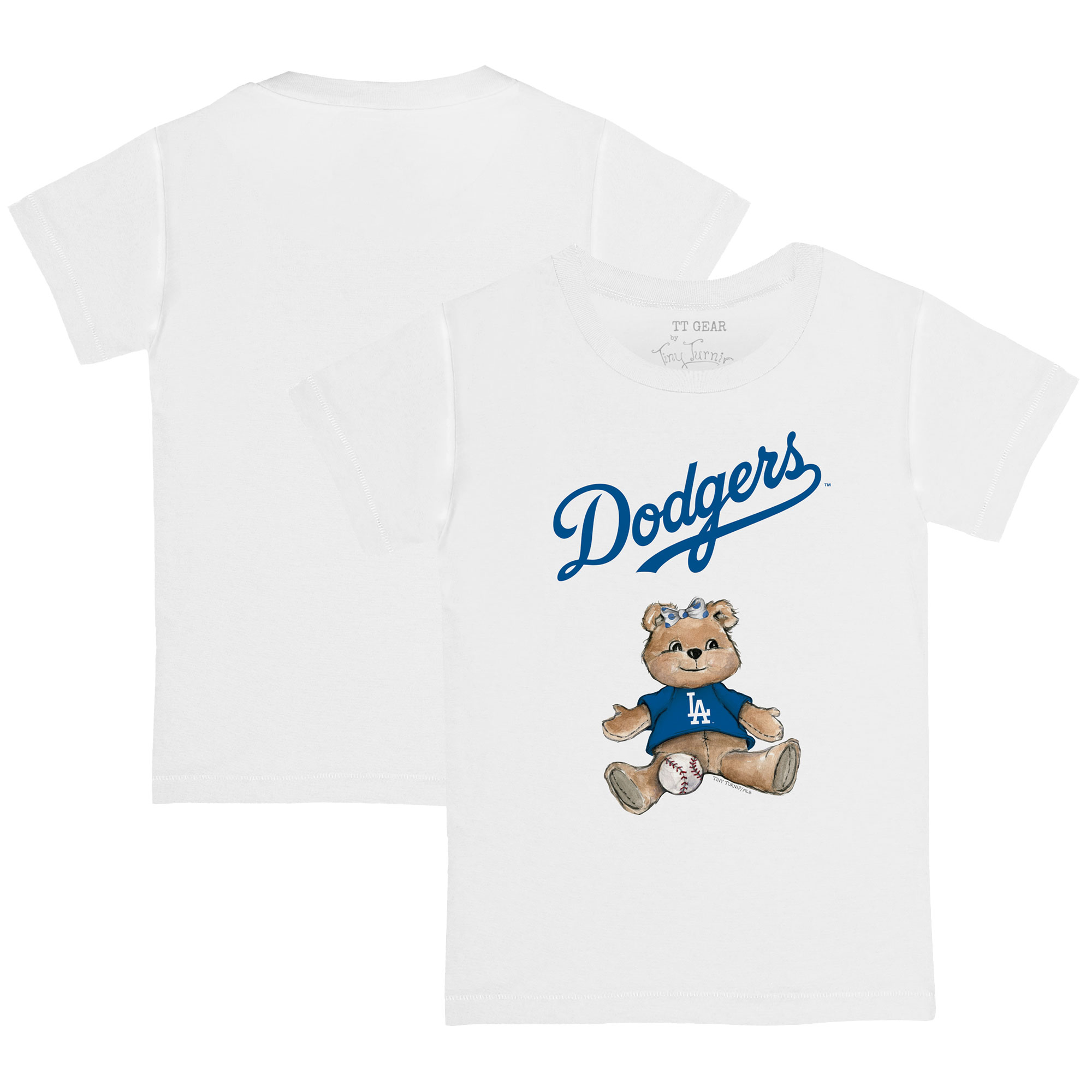 Youth Tiny Turnip White Los Angeles Dodgers Girl Teddy T-Shirt - Image 2