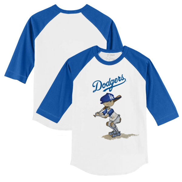 Youth Tiny Turnip White/Royal Los Angeles Dodgers Slugger 3/4-Sleeve Raglan T-Shirt - Image 2