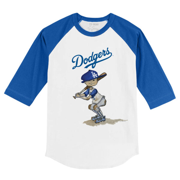 Youth Tiny Turnip White/Royal Los Angeles Dodgers Slugger 3/4-Sleeve Raglan T-Shirt - Image 6