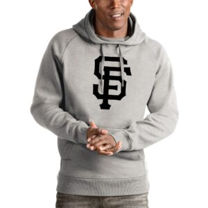 Men's Antigua Heathered Gray San Francisco Giants Victory Pullover Hoodie