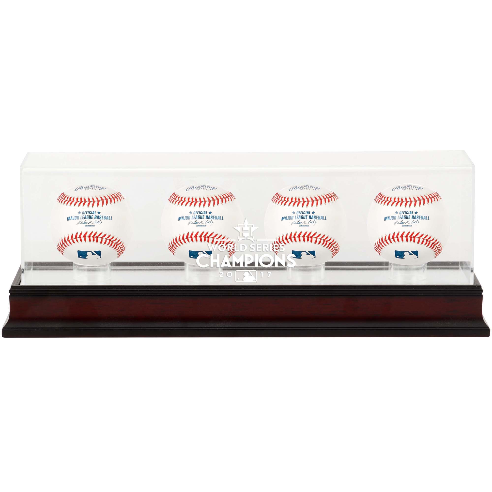 MOU ASTROS MAHOG WS17 CHAMPS 4-BASEBALL DISPLAY CASE COLCAS