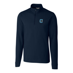 Men's Cutter & Buck Navy Citadel Bulldogs Vault Advantage Quarter-Zip Mock Neck Sweater