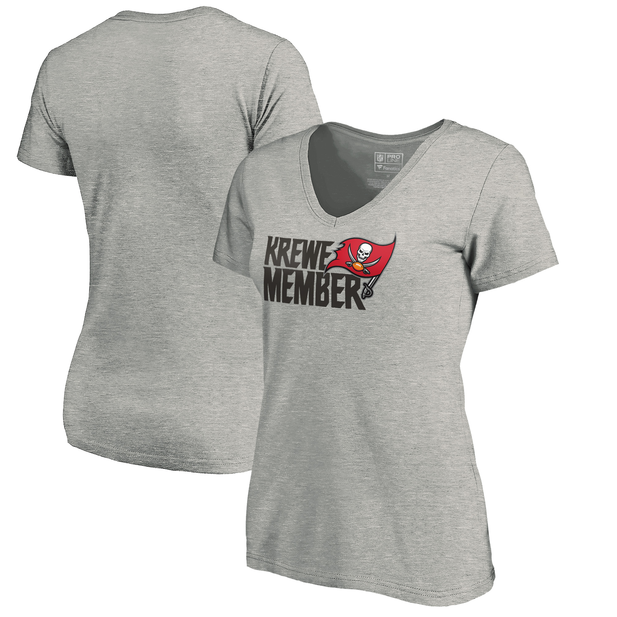 Women's Heather Gray Tampa Bay Buccaneers Krewe Member V-Neck T-Shirt - Image 2