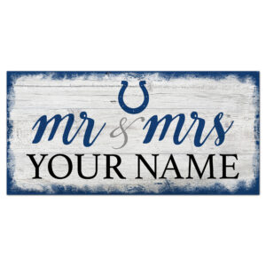 Indianapolis Colts 6" x 12" Personalized Mr. & Mrs. Script Sign