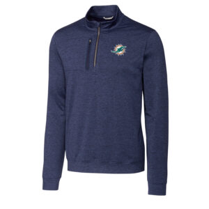 Men's Cutter & Buck Navy Miami Dolphins Big & Tall Stealth Quarter-Zip Pullover Jacket
