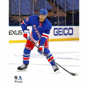 K'Andre Miller New York Rangers Unsigned Skating with Puck in NHL Debut Photograph
