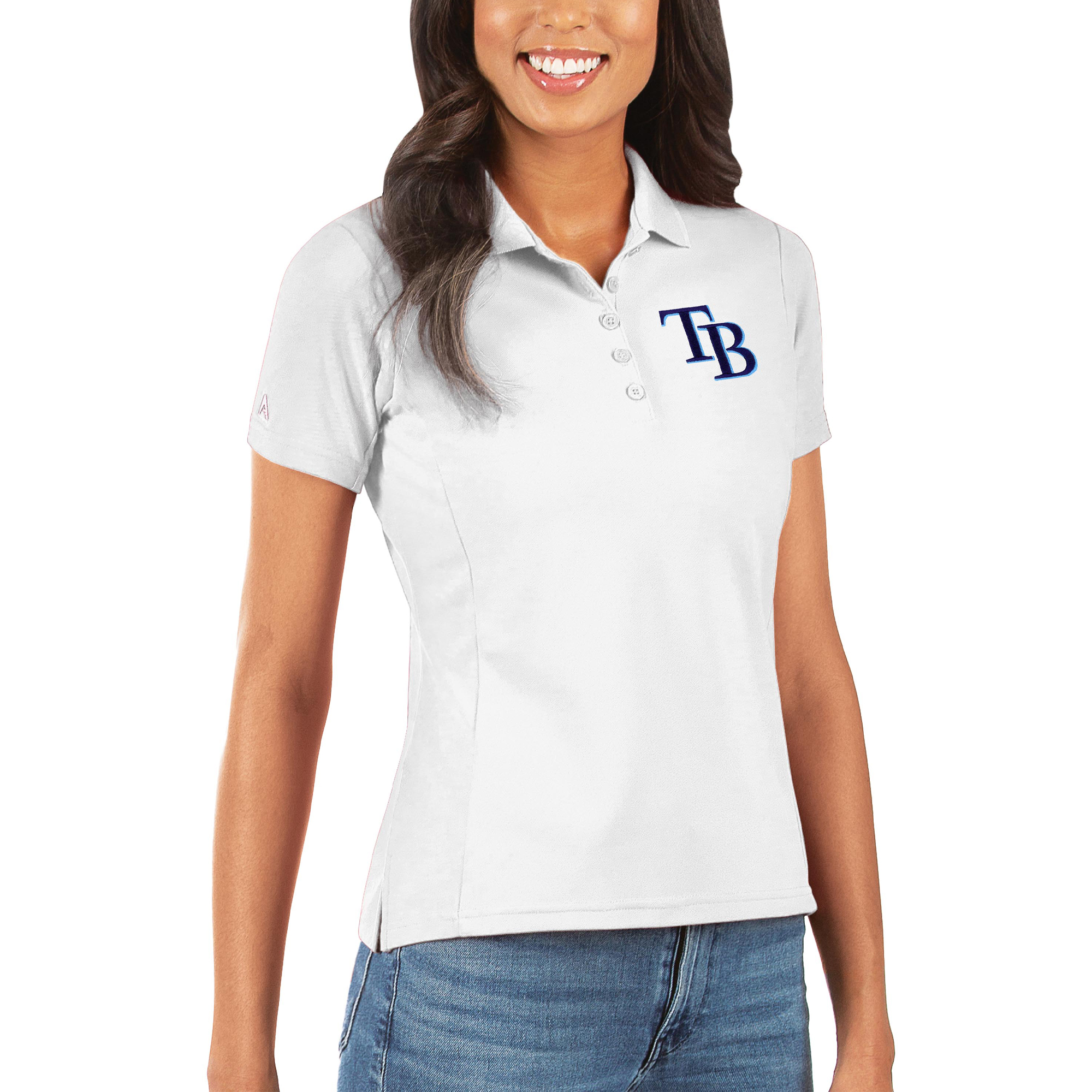 Women's Antigua White Tampa Bay Rays Legacy Pique Polo