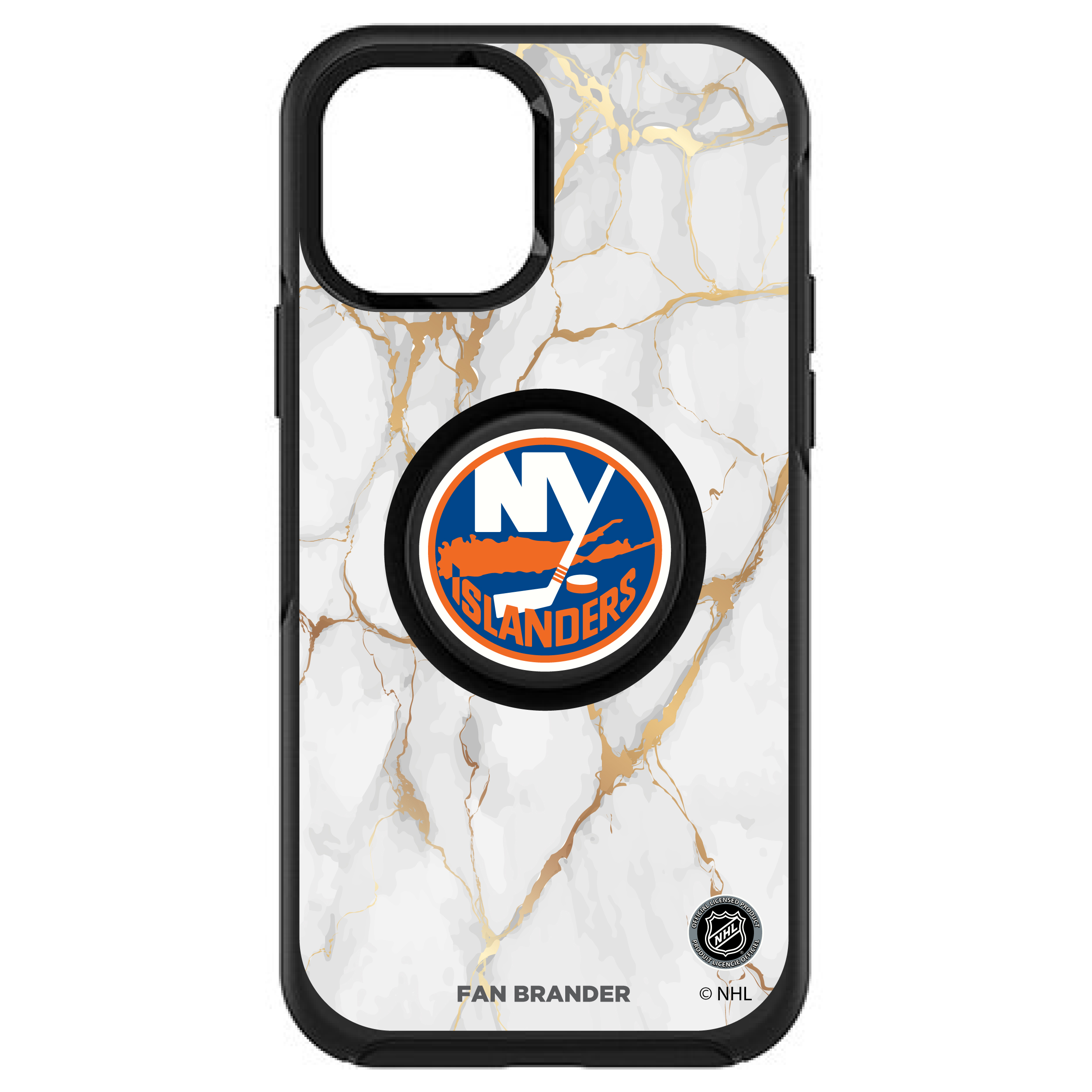 OtterBox Black New York Islanders Otter+Pop PopSocket Symmetry Marble Design iPhone Case