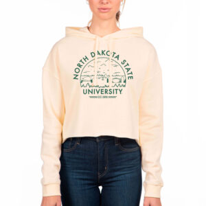 Women's Uscape Apparel Cream NDSU Bison Fleece Cropped Pullover Hoodie