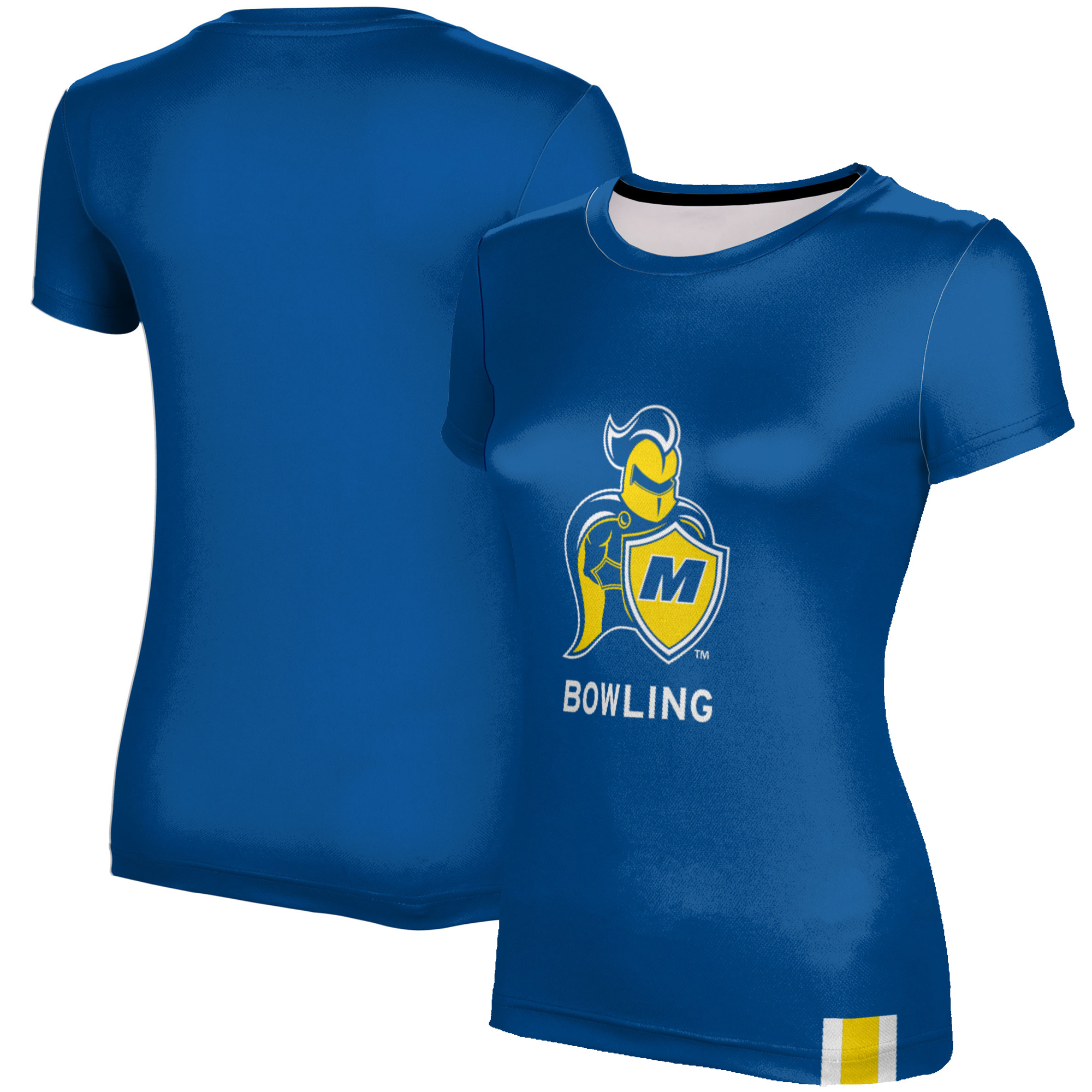 Women's Blue Madonna Crusaders Bowling T-Shirt