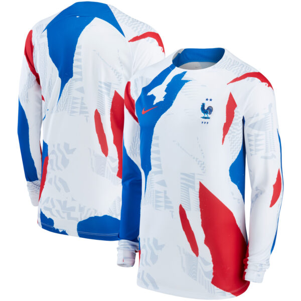 Men's Nike White France National Team Pre-Match Long Sleeve Top - Image 5