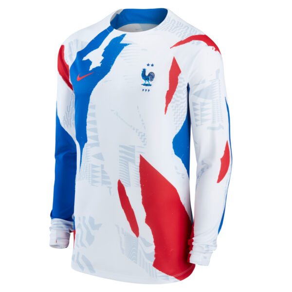 Men's Nike White France National Team Pre-Match Long Sleeve Top - Image 6