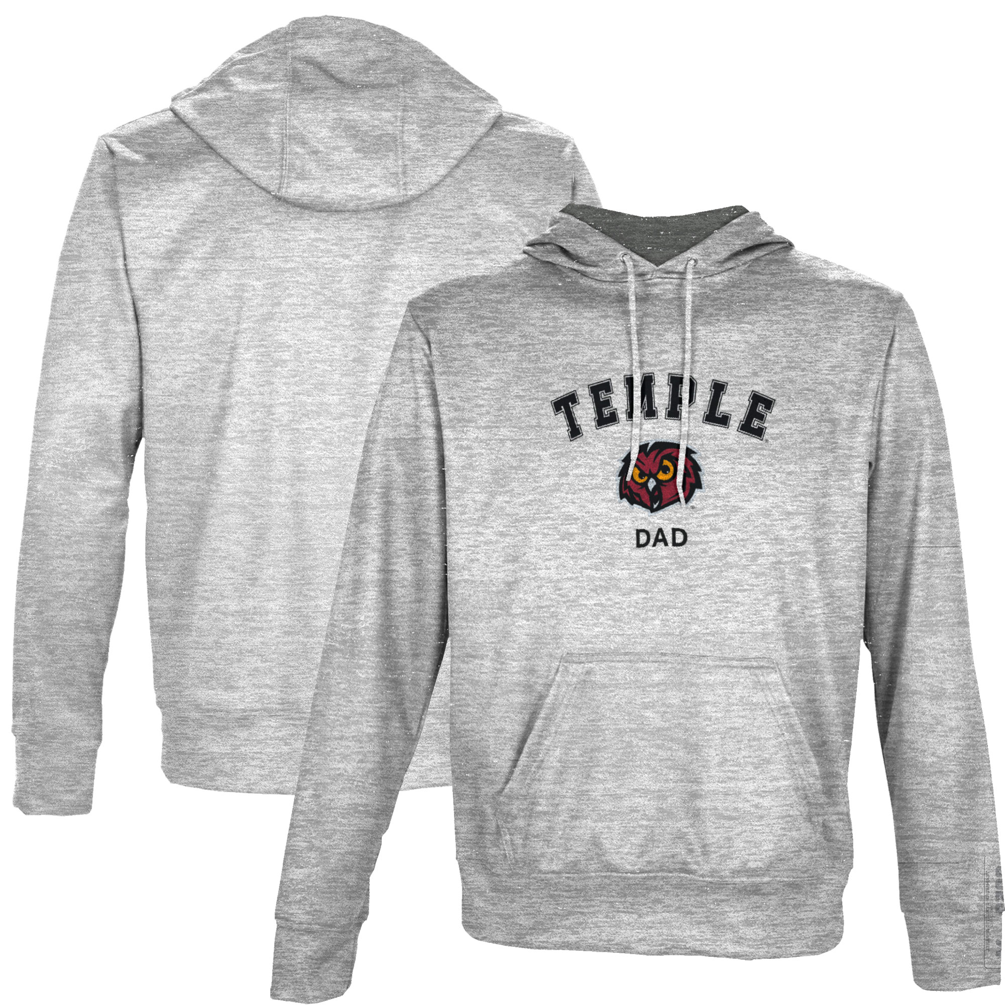 Men's ProSphere Gray Temple Owls Dad Logo Name Drop Pullover Hoodie