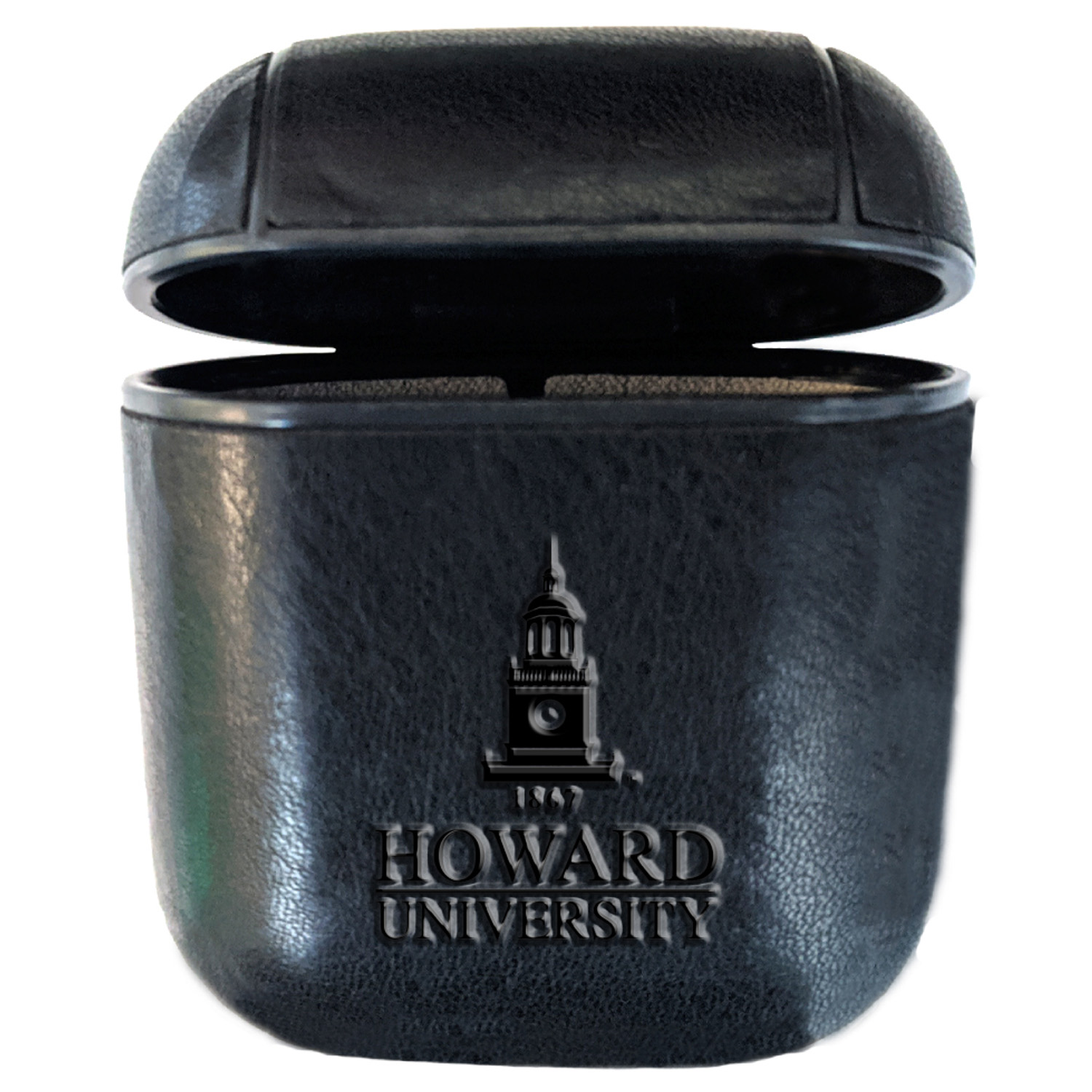 Black Howard Bison Faux Leather Airpods Case