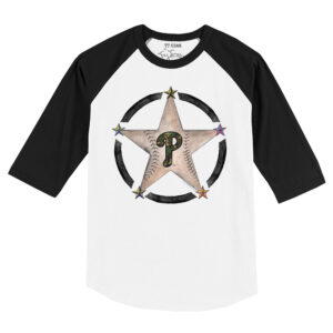 Infant Tiny Turnip White/Black Philadelphia Phillies Military Star Raglan 3/4 Sleeve T-Shirt