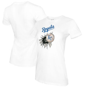 Women's Tiny Turnip White Kansas City Royals Baseball Tear T-Shirt