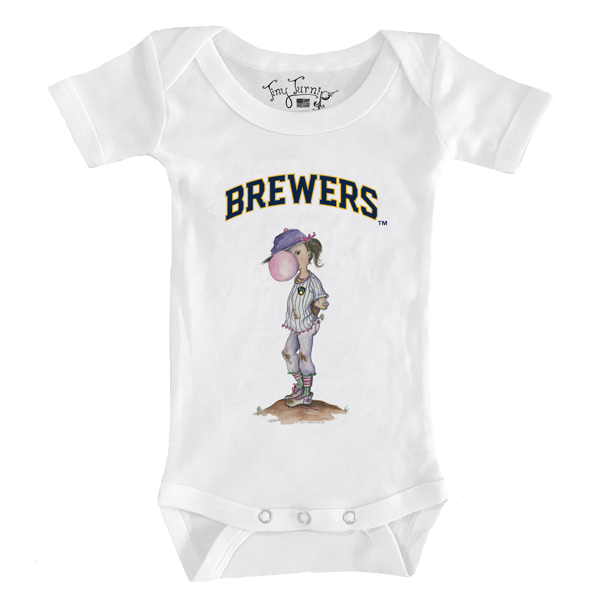 Infant Tiny Turnip White Milwaukee Brewers Bubbles Bodysuit