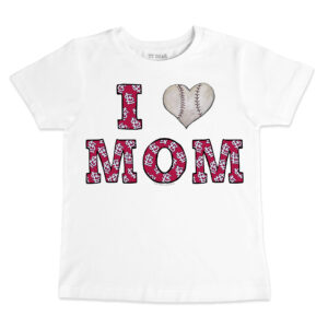 Toddler Tiny Turnip White St. Louis Cardinals Heart Mom T-Shirt