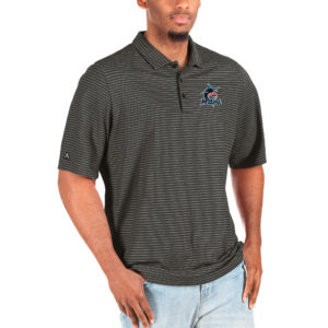 Men's Antigua Heathered Black/Silver Miami Marlins Big & Tall Esteem Polo