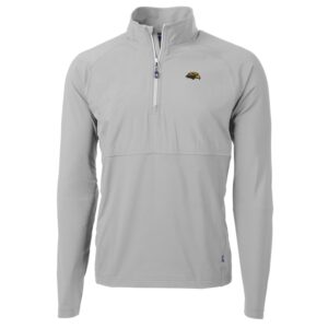 Men's Cutter & Buck Silver Southern Miss Golden Eagles Adapt Eco Knit Hybrid Recycled Quarter-Zip Pullover Top