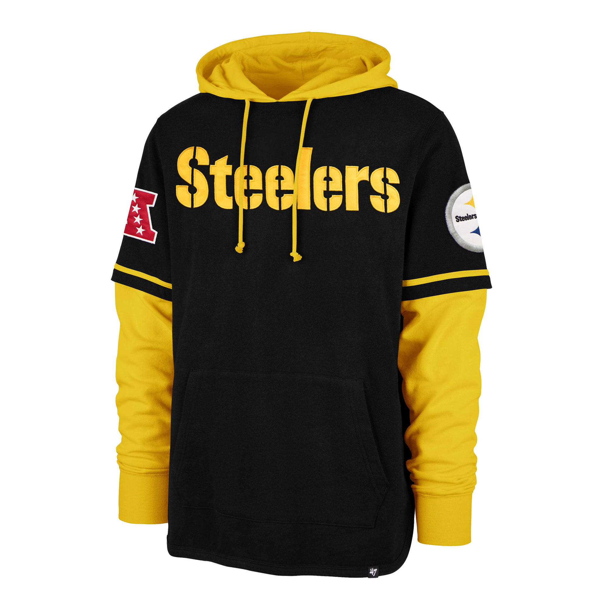 Men's '47 Black Pittsburgh Steelers Shortstop Pullover Hoodie - Image 3
