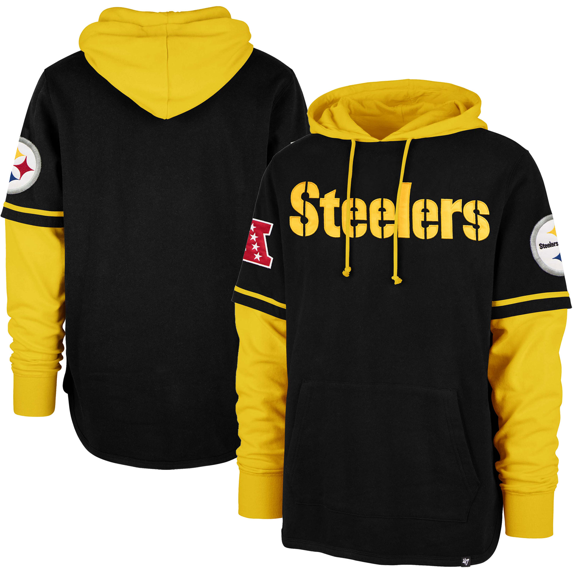 Men's '47 Black Pittsburgh Steelers Shortstop Pullover Hoodie