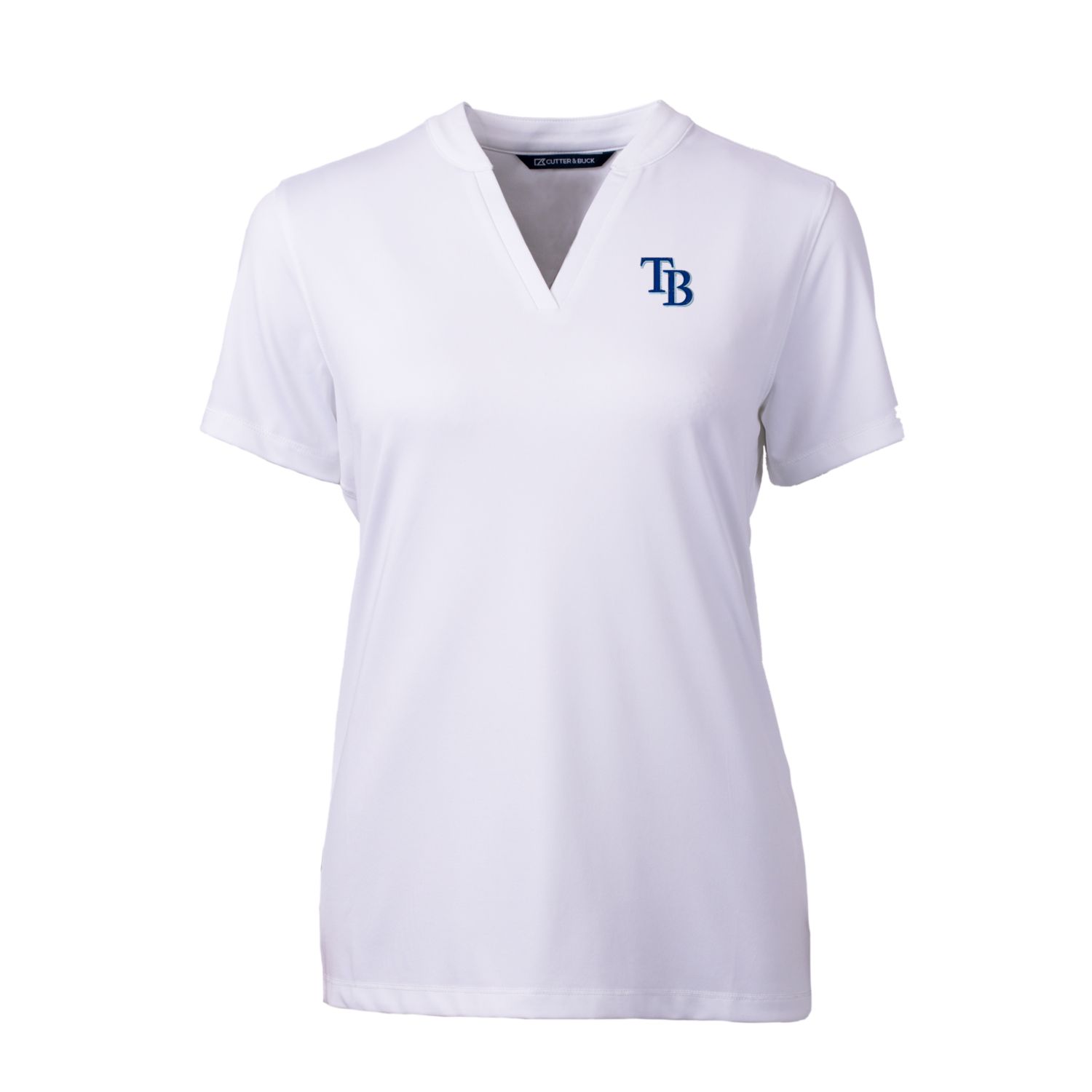 Women's Cutter & Buck White Tampa Bay Rays DryTec Forge Stretch V-Neck Blade Top - Image 6