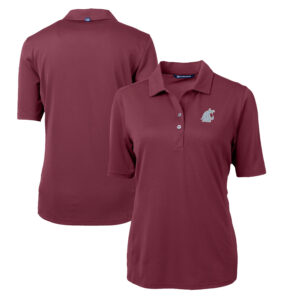 Women's Cutter & Buck Crimson Washington State Cougars Virtue Eco Pique Recycled Polo