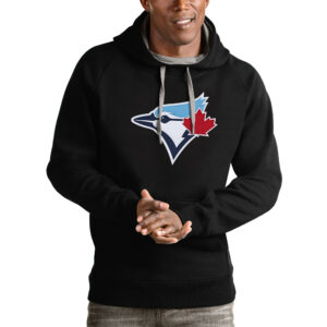 Men's Antigua Black Toronto Blue Jays Victory Pullover Team Logo Hoodie