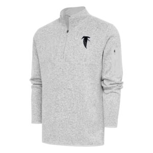 Men's Antigua Heather Gray Atlanta Falcons Throwback Fortune Quarter-Zip Pullover Jacket
