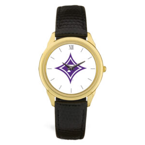 Gold Furman Paladins Team Logo Leather Wristwatch