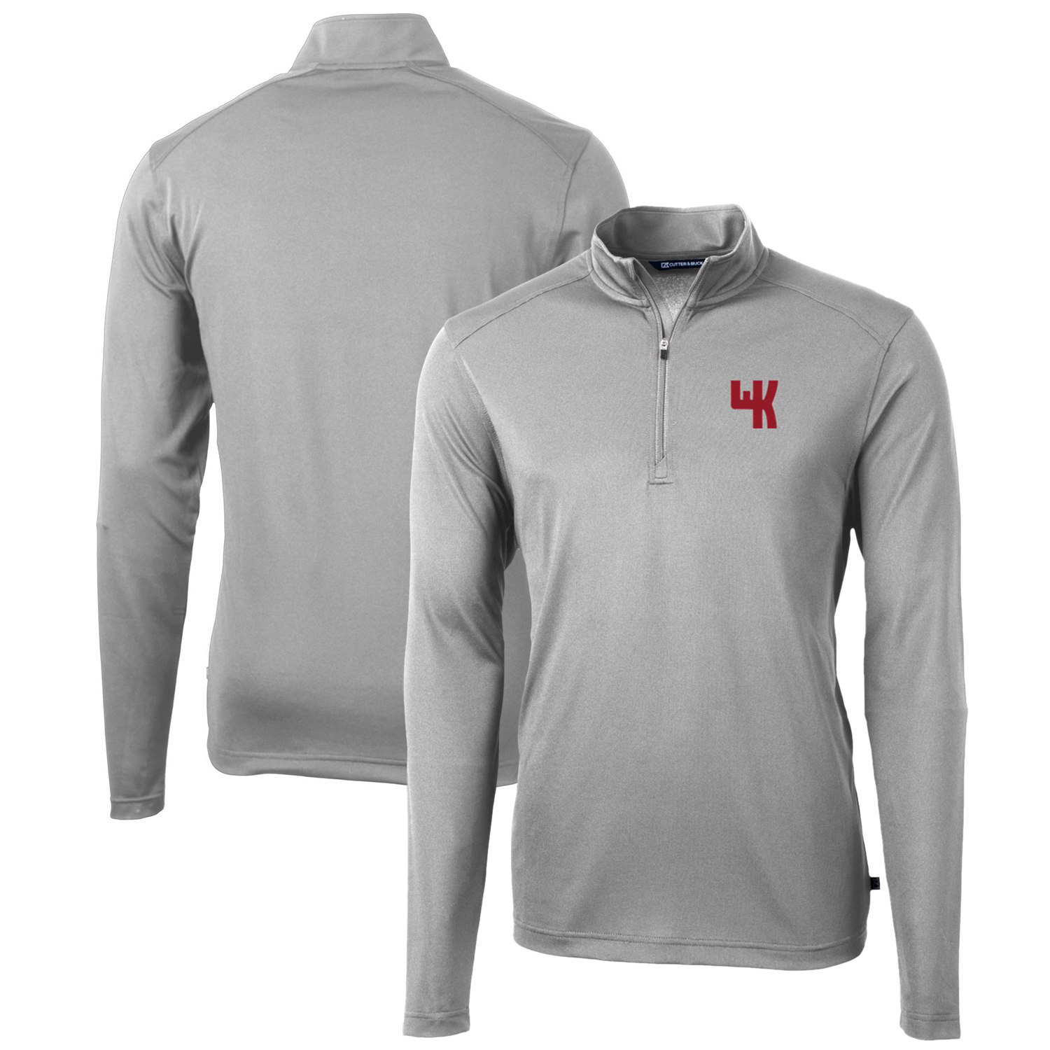 Men's Cutter & Buck Gray Western Kentucky Hilltoppers Team Big & Tall Virtue Eco Pique Recycled Quarter-Zip Pullover Top