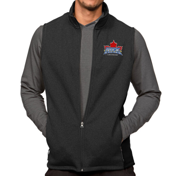 Men's Antigua Heather Black Toronto Rock Course Full-Zip Vest