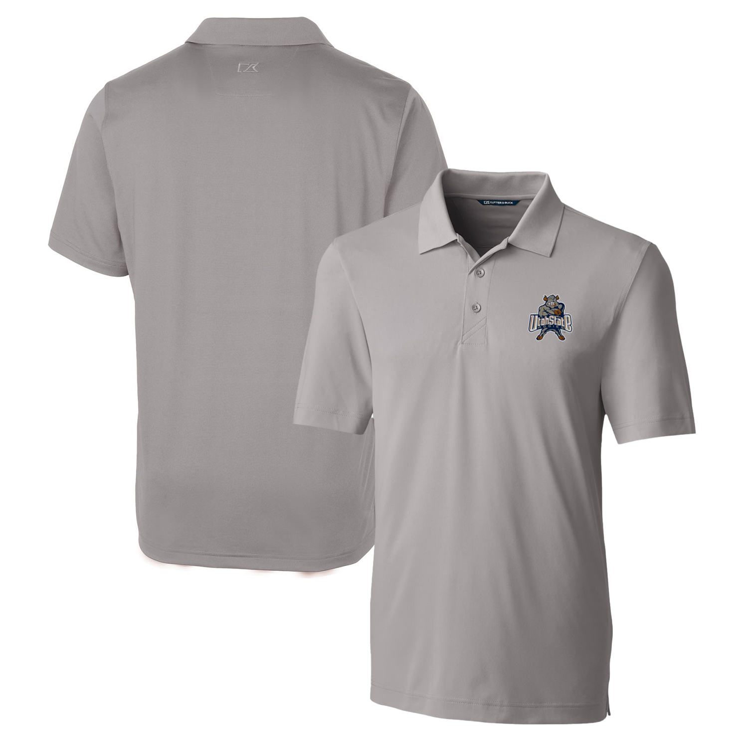 Men's Cutter & Buck Gray Utah State Aggies Forge Stretch Polo