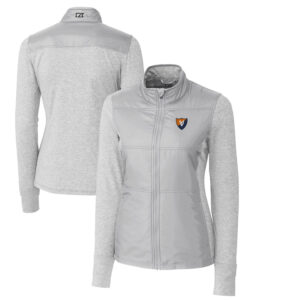 Women's Cutter & Buck Gray Illinois Fighting Illini Vault Stealth Hybrid Quilted Full-Zip Jacket