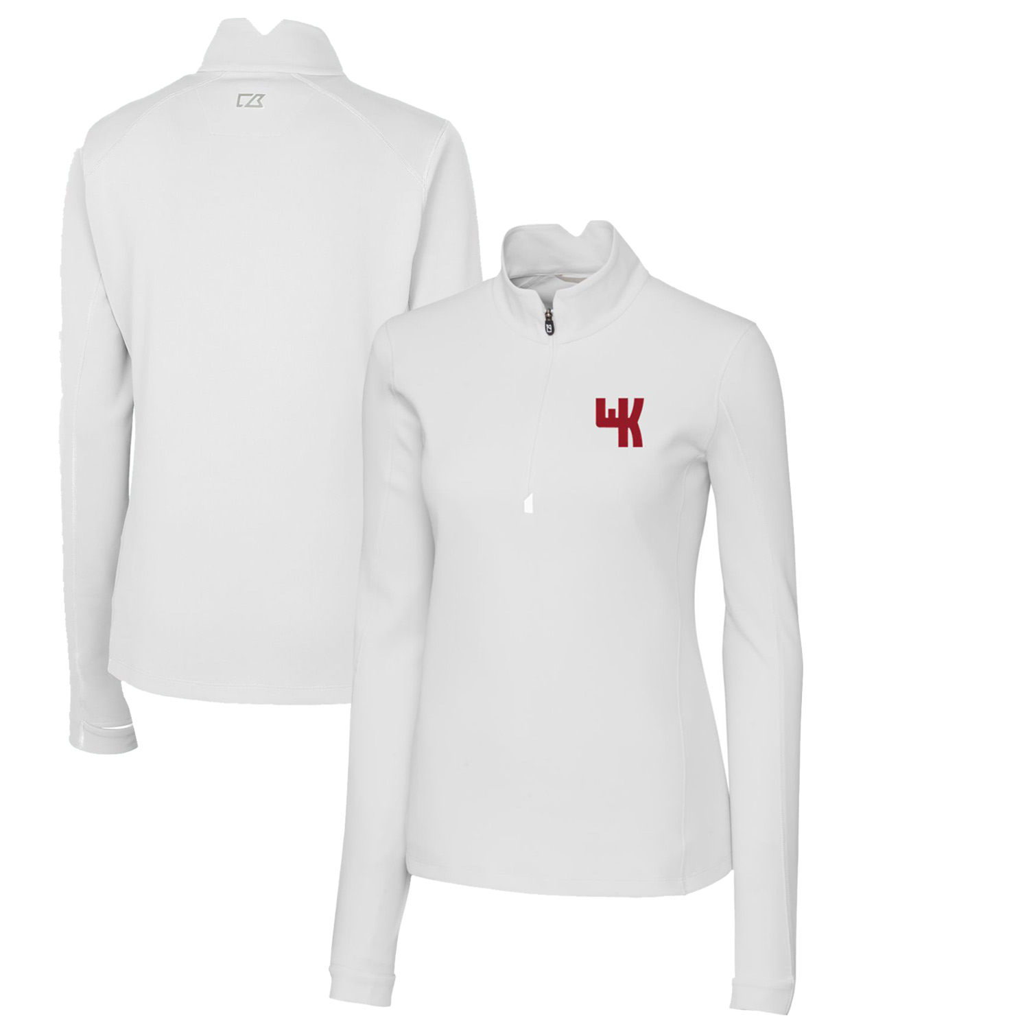 Women's Cutter & Buck White Western Kentucky Hilltoppers Traverse Stretch Quarter-Zip Pullover Top - Image 5