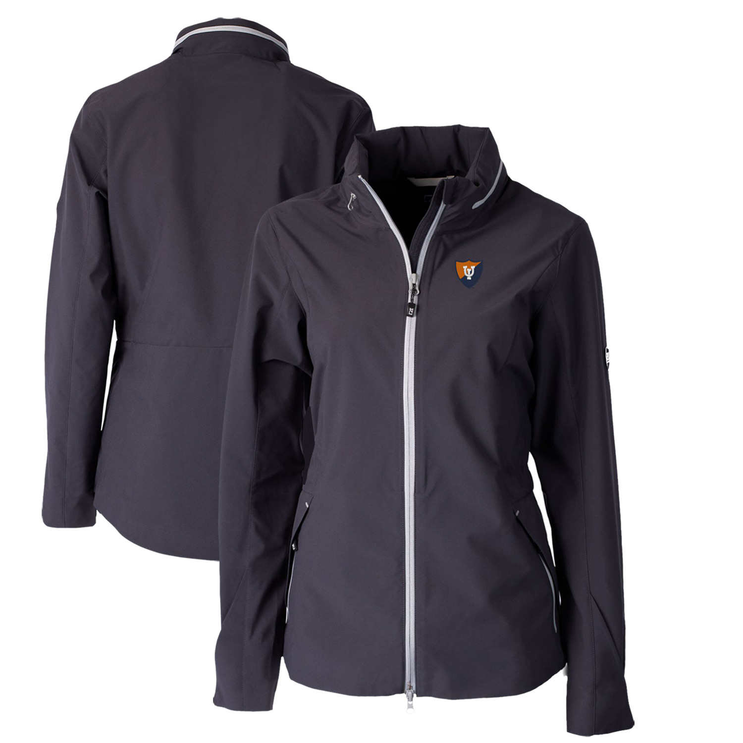Women's Cutter & Buck Graphite Illinois Fighting Illini Vault Vapor Water Repellent Stretch Full-Zip Rain Jacket - Image 5